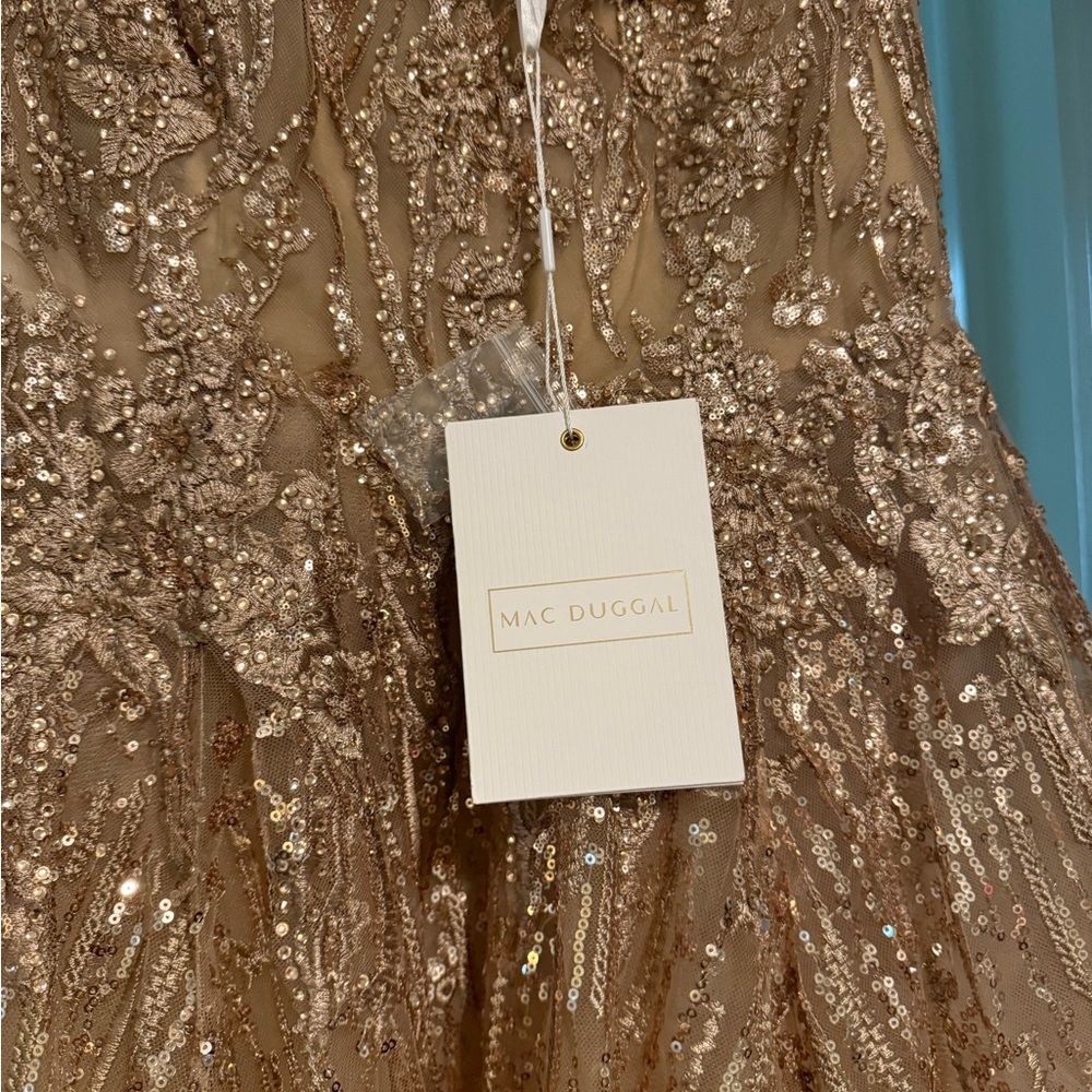 Mac Duggal Champagne Sequin Gown